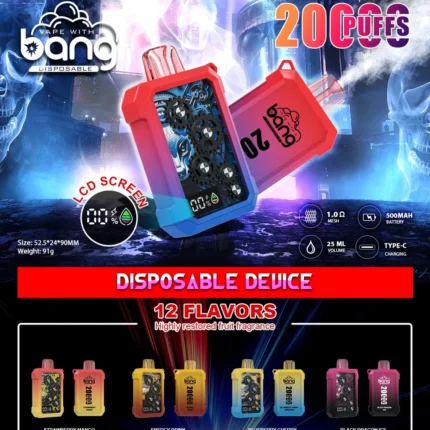 Bang Wheel 20000 Puffs 拋棄式電子煙 超大容量可充電霧化棒 歐美爆款